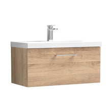 Nuie Arno 800mm Wall Hung 1-drawer Vanity & Basin 3 Contemporary Bleached Oak MFC Textured Woodgrain 409x810x395mm - JJ Building Materials