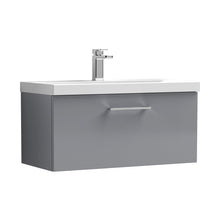 Nuie Arno 800mm Wall Hung 1 Drawer Vanity & Basin 3 Contemporary Satin Grey 409x810x395mm - JJ Building Materials