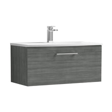 Nuie Arno 800mm Wall Hung 1 Drawer Vanity & Basin 4 Contemporary Anthracite Woodgrain MFC Textured Woodgrain 389x810x440mm - JJ Building Materials