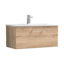 Nuie Arno 800mm Wall Hung 1-drawer Vanity & Basin 4 Contemporary Bleached Oak MFC Textured Woodgrain 389x810x440mm - JJ Building Materials