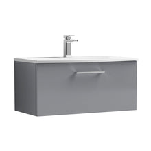 Nuie Arno 800mm Wall Hung 1 Drawer Vanity & Basin 4 Contemporary Satin Grey 389x810x440mm - JJ Building Materials