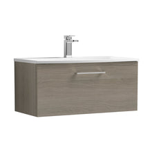 Nuie Arno 800mm Wall Hung 1 Drawer Vanity & Basin 4 Contemporary Solace Oak MFC Textured Woodgrain 389x810x440mm - JJ Building Materials