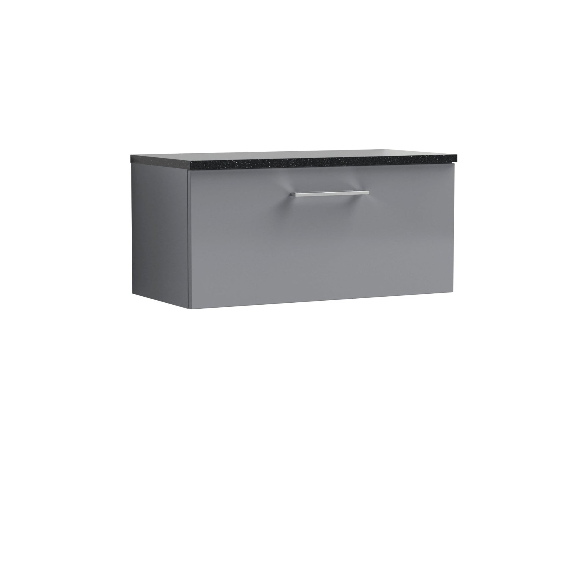Nuie Arno 800mm Wall Hung 1 Drawer Vanity & Laminate Top Contemporary Satin Grey MFC Painted Matt 381x805x390mm - ARN2225LSB - JJ Building Materials