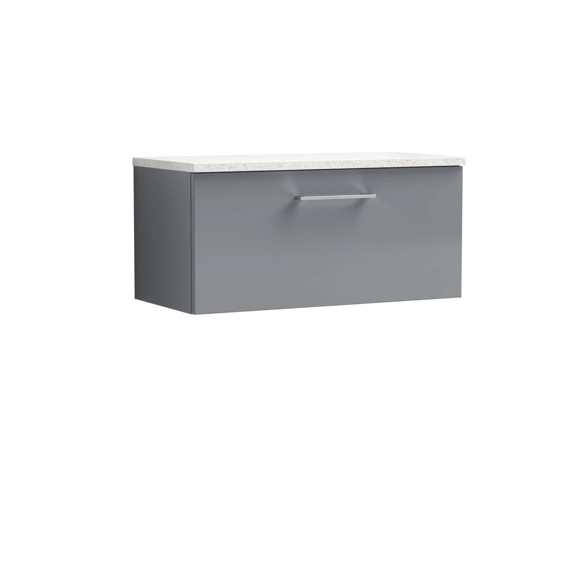 Nuie Arno 800mm Wall Hung 1 Drawer Vanity & Laminate Top Contemporary Satin Grey MFC Painted Matt 381x805x390mm - ARN2225LSW - JJ Building Materials