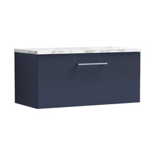 Nuie Arno 800mm Wall Hung 1-drawer Vanity & Laminate Worktop Contemporary Midnight Blue MFC Painted Matt 381x805x390mm - ARN2925LCM - JJ Building Materials