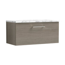 Nuie Arno 800mm Wall Hung 1-drawer Vanity & Laminate Worktop Contemporary Solace Oak MFC Textured Woodgrain 381x805x390mm - JJ Building Materials