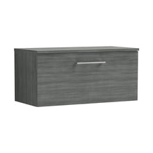 Nuie Arno 800mm Wall Hung 1 Drawer Vanity & Worktop Contemporary Anthracite Woodgrain MFC Textured Woodgrain 377x805x390mm - JJ Building Materials