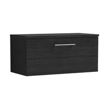 Nuie Arno 800mm Wall Hung 1 Drawer Vanity & Worktop Contemporary Charcoal Black MFC Textured Woodgrain 377x805x390mm - JJ Building Materials