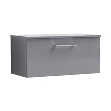 Nuie Arno 800mm Wall Hung 1 Drawer Vanity & Worktop Contemporary Satin Grey MFC Painted Matt 377x805x390mm - JJ Building Materials