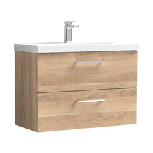 Nuie Arno 800mm Wall Hung 2-drawer Vanity & Basin 1 Contemporary Bleached Oak MFC Textured Woodgrain 580x810x390mm - JJ Building Materials