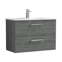 Nuie Arno 800mm Wall Hung 2 Drawer Vanity & Basin 2 Contemporary Anthracite Woodgrain MFC Textured Woodgrain 557x800x390mm - JJ Building Materials