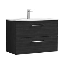 Nuie Arno 800mm Wall Hung 2 Drawer Vanity & Basin 2 Contemporary Charcoal Black 557x800x390mm - JJ Building Materials