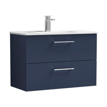 Nuie Arno 800mm Wall Hung 2-drawer Vanity & Basin 2 Contemporary Midnight Blue 558x800x390mm - JJ Building Materials