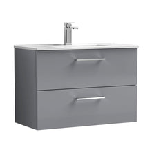 Nuie Arno 800mm Wall Hung 2 Drawer Vanity & Basin 2 Contemporary Satin Grey 554x800x390mm - JJ Building Materials