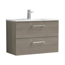 Nuie Arno 800mm Wall Hung 2 Drawer Vanity & Basin 2 Contemporary Solace Oak MFC Textured Woodgrain 557x800x390mm - JJ Building Materials