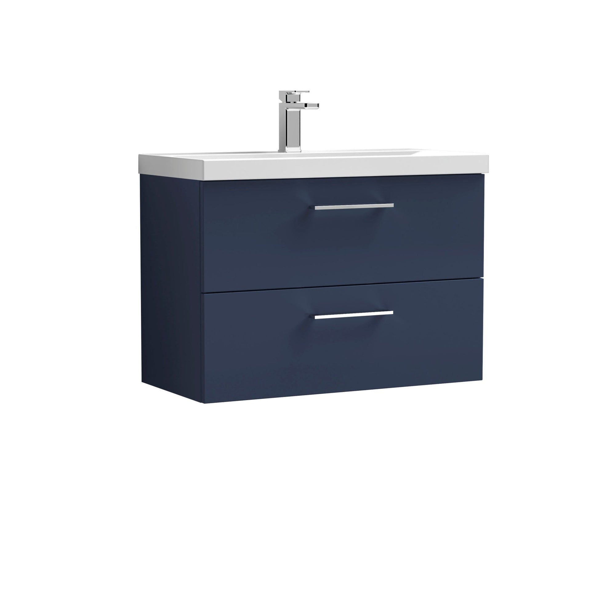 Nuie Arno 800mm Wall Hung 2-drawer Vanity & Basin 3 Contemporary Midnight Blue 590x810x395mm - JJ Building Materials