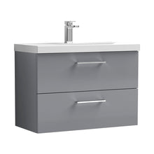 Nuie Arno 800mm Wall Hung 2 Drawer Vanity & Basin 3 Contemporary Satin Grey 589x810x395mm - JJ Building Materials