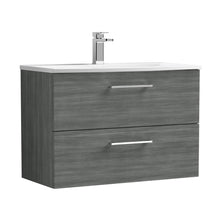 Nuie Arno 800mm Wall Hung 2 Drawer Vanity & Basin 4 Contemporary Anthracite Woodgrain MFC Textured Woodgrain 569x810x440mm - JJ Building Materials