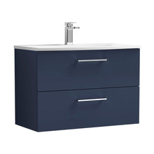 Nuie Arno 800mm Wall Hung 2-drawer Vanity & Basin 4 Contemporary Midnight Blue 570x810x440mm - JJ Building Materials
