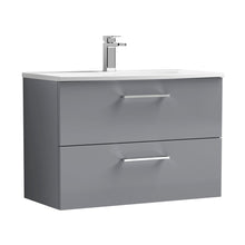 Nuie Arno 800mm Wall Hung 2 Drawer Vanity & Basin 4 Contemporary Satin Grey 569x810x440mm - JJ Building Materials