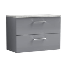 Nuie Arno 800mm Wall Hung 2 Drawer Vanity & Laminate Top Contemporary Satin Grey MFC Painted Matt 561x805x390mm - ARN2226LBG - JJ Building Materials