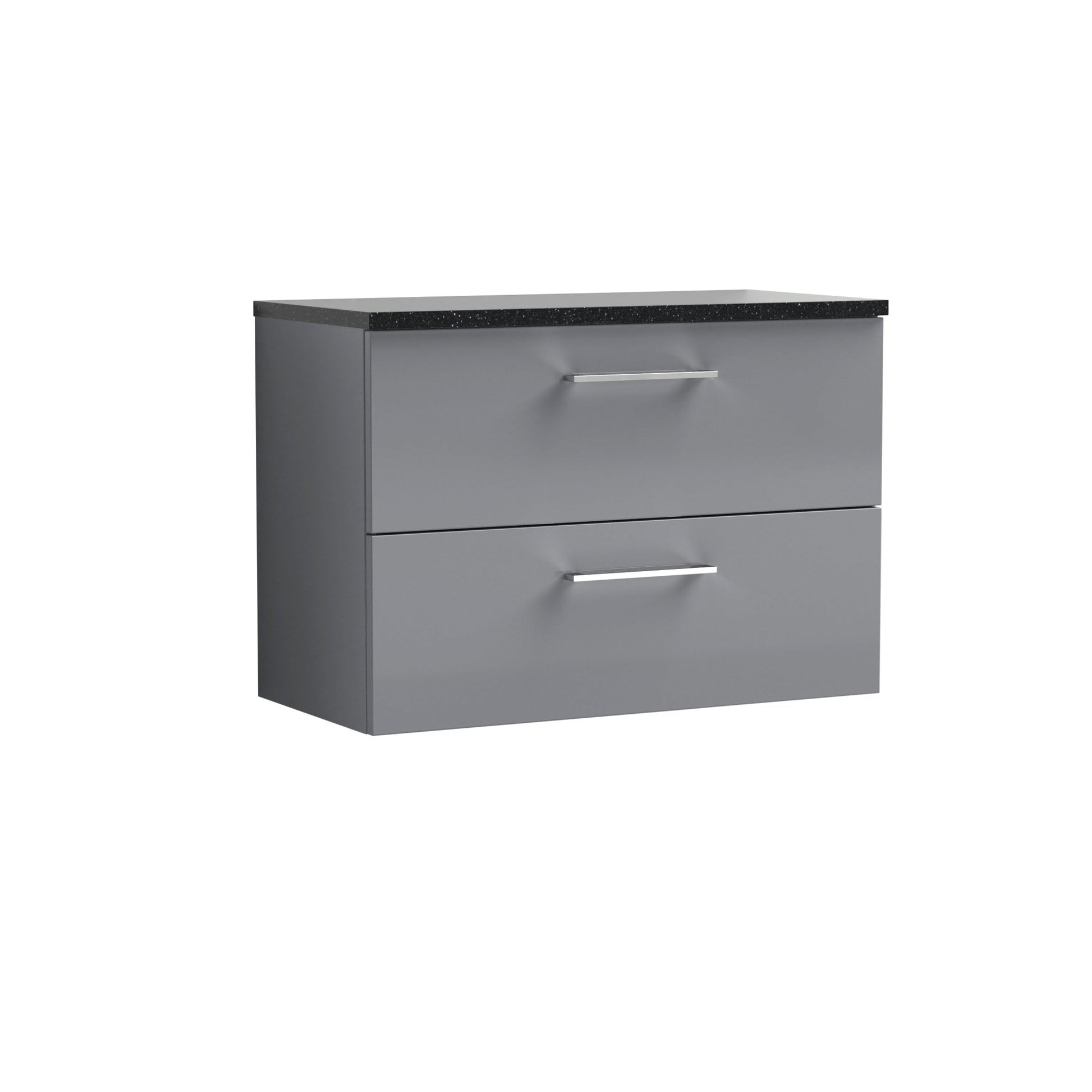 Nuie Arno 800mm Wall Hung 2 Drawer Vanity & Laminate Top Contemporary Satin Grey MFC Painted Matt 561x805x390mm - ARN2226LSB - JJ Building Materials