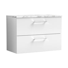 Nuie Arno 800mm Wall Hung 2-drawer Vanity & Laminate Worktop Contemporary Gloss White MFC Painted Gloss 561x805x390mm - JJ Building Materials