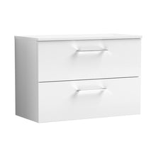 Nuie Arno 800mm Wall Hung 2 Drawer Vanity & Worktop Contemporary Gloss White MFC Painted Gloss 539x805x390mm - JJ Building Materials