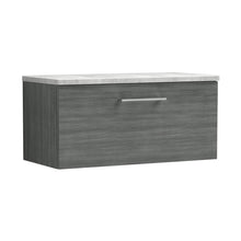 Nuie Arno 800mm Wall Hung Single Drawer Vanity & Laminate Top Contemporary Anthracite Woodgrain MFC Textured Woodgrain 381x805x390mm - JJ Building Materials