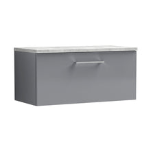 Nuie Arno 800mm Wall Hung Single Drawer Vanity & Laminate Top Contemporary Satin Grey MFC Painted Matt 381x805x390mm - JJ Building Materials