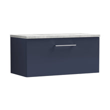 Nuie Arno 800mm Wall Hung Single Drawer Vanity & Laminate Worktop Contemporary Midnight Blue MFC Painted Matt 381x805x390mm - JJ Building Materials