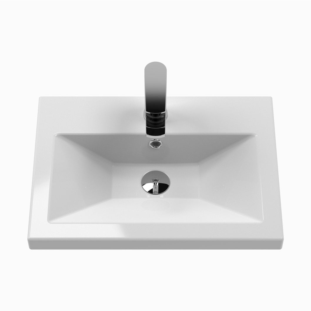 Nuie Arno Compact 500mm Floor Standing 2-door Vanity & Ceramic Basin Contemporary Midnight Blue MFC Painted Matt 840x510x360mm - JJ Building Materials