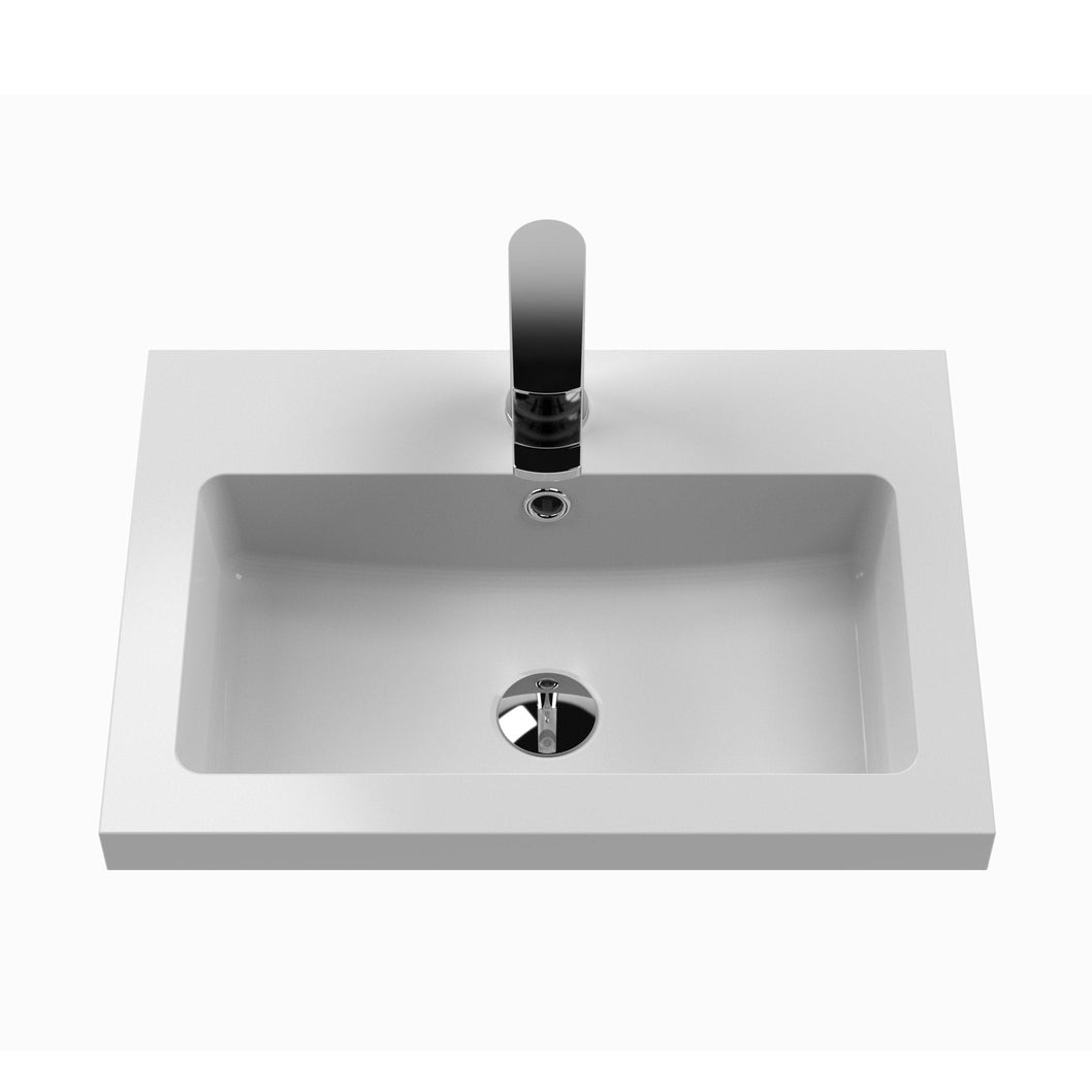 Nuie Arno Compact 500mm Floor Standing 2 Door Vanity & Polymarble Basin Contemporary Charcoal Black MFC Textured Woodgrain 840x603x353mm - JJ Building Materials