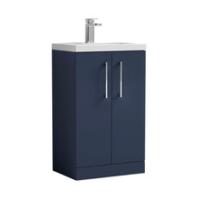 Nuie Arno Compact 500mm Floor Standing 2-door Vanity & Polymarble Basin Contemporary Midnight Blue MFC Painted Matt 840x503x353mm - JJ Building Materials