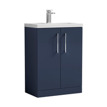 Nuie Arno Compact 600mm Floor Standing 2-door Vanity & Ceramic Basin Contemporary Midnight Blue MFC Painted Matt 840x620x370mm - JJ Building Materials