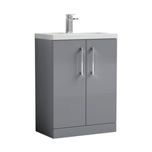 Nuie Arno Compact 600mm Floor Standing 2-door Vanity & Polymarble Basin Contemporary Satin Grey MFC Painted Matt 840x605x360mm - JJ Building Materials