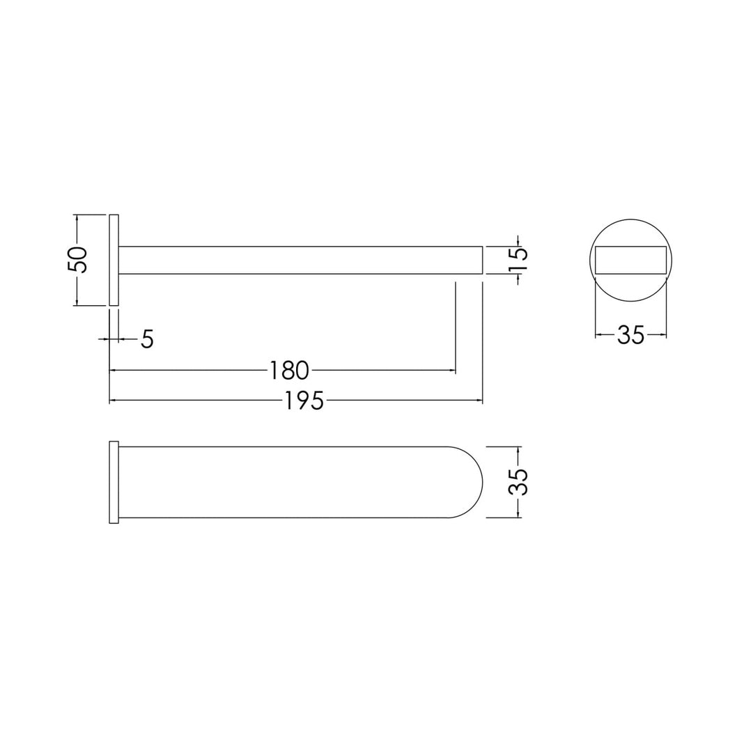 Nuie Arvan Bath Spout Contemporary Chrome Brass 45x45x205mm - JJ Building Materials