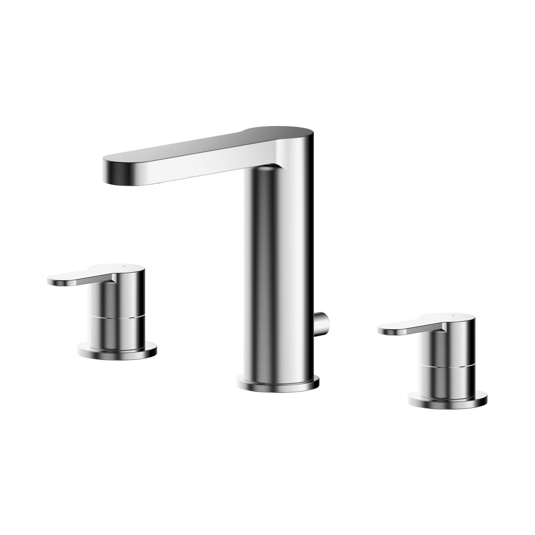 Nuie Arvan Deck Mounted 3 Tap Hole Basin Mixer With Pop Up Waste Contemporary Chrome Brass 160x250x147mm - JJ Building Materials