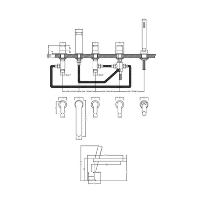 Nuie Arvan Deck Mounted 5 Tap Hole Bath Shower Mixer Contemporary Chrome Brass,brass ABS 230x535x225mm - JJ Building Materials