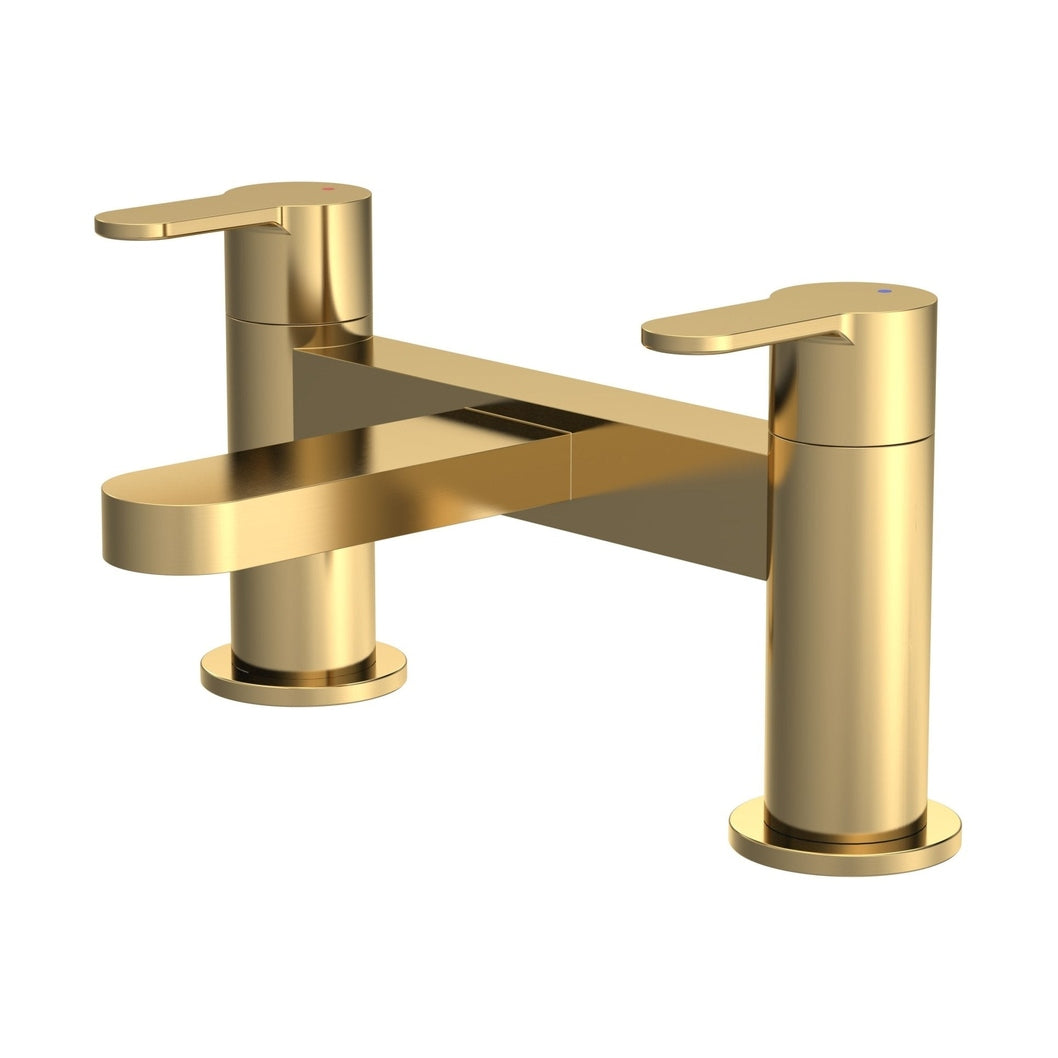 Nuie Arvan Deck Mounted Bath Filler Contemporary Brushed Brass Brass 120x230x142mm - JJ Building Materials