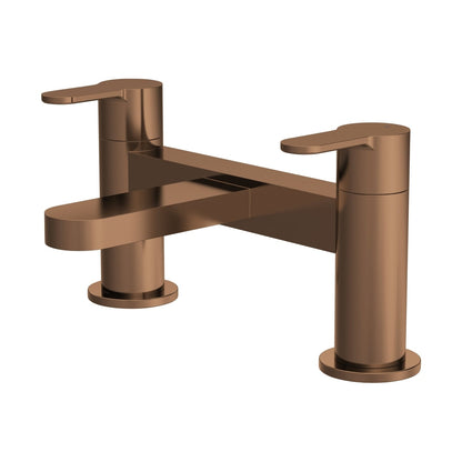Nuie Arvan Deck Mounted Bath Filler Contemporary Brushed Bronze Brass 120x230x142mm - JJ Building Materials