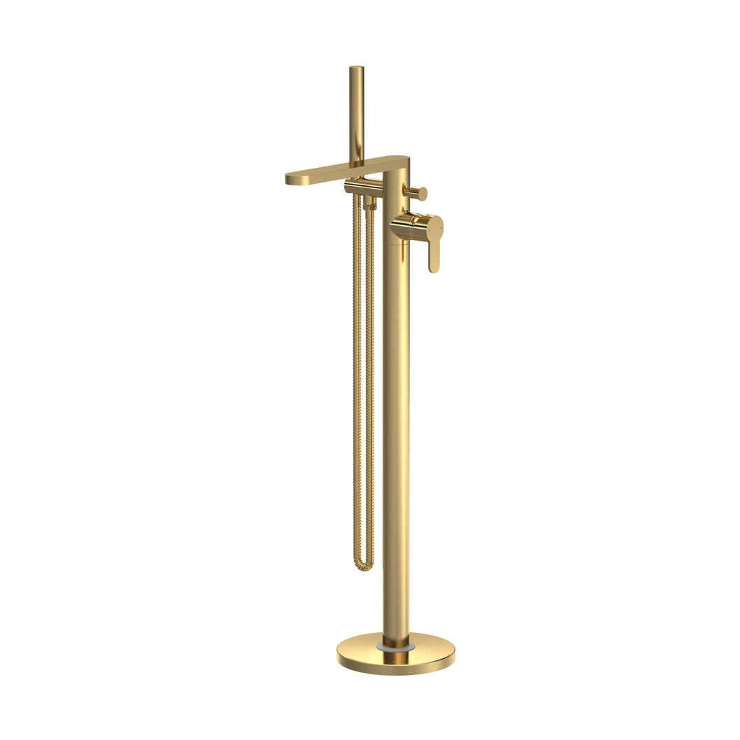 Nuie Arvan Freestanding Bath Shower Mixer Contemporary Brushed Brass Brass ABS,plastic 880x200x282mm - JJ Building Materials