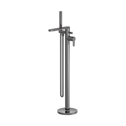 Nuie Arvan Freestanding Bath Shower Mixer Contemporary Brushed Pewter Brass ABS,plastic 880x200x282mm - JJ Building Materials