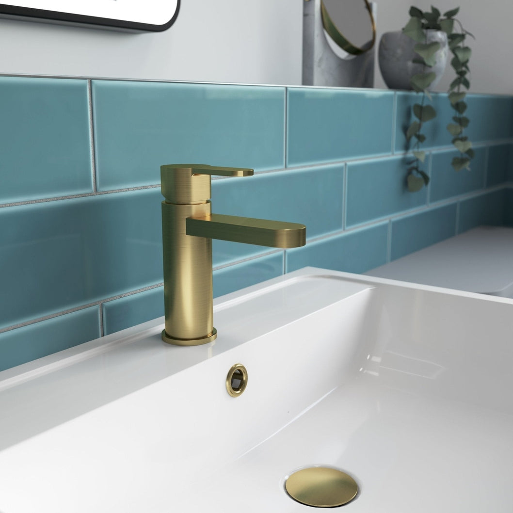 Nuie Arvan Mono Basin Mixer With Push Button Waste Contemporary Brushed Brass Brass,plastic 160x52x147mm - JJ Building Materials