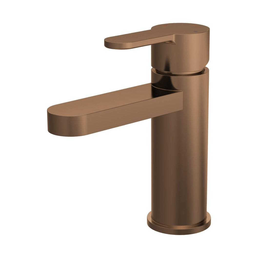 Nuie Arvan Mono Basin Mixer With Push Button Waste Contemporary Brushed Bronze Brass 160x52x147mm - JJ Building Materials