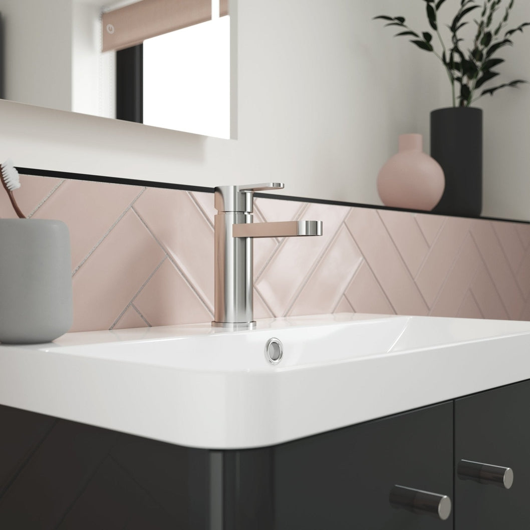 Nuie Arvan Mono Basin Mixer With Push Button Waste Contemporary Chrome Brass,plastic 160x52x147mm - JJ Building Materials