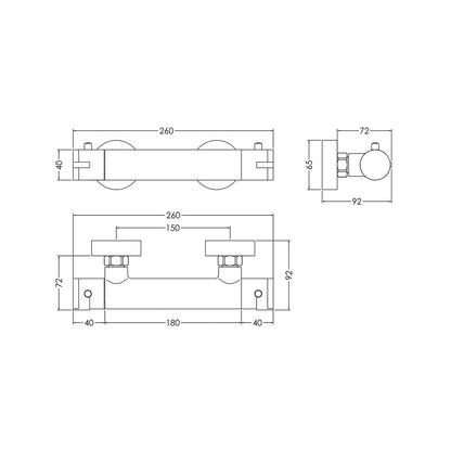 Nuie Arvan Thermostatic Bar Valve Contemporary Chrome Brass ABS 55x275x72mm - JJ Building Materials