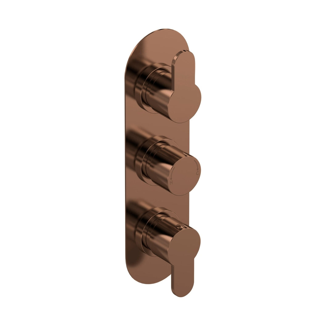 Nuie Arvan Triple Thermostatic Valve Contemporary Brushed Bronze ABS,brass 280x80x136mm - JJ Building Materials