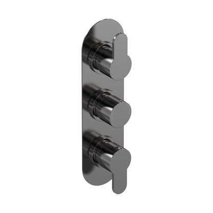 Nuie Arvan Triple Thermostatic Valve Contemporary Brushed Pewter Brass ABS 280x80x136mm - JJ Building Materials