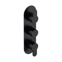 Nuie Arvan Triple Thermostatic Valve Contemporary Matt Black Brass ABS 280x80x136mm - JJ Building Materials
